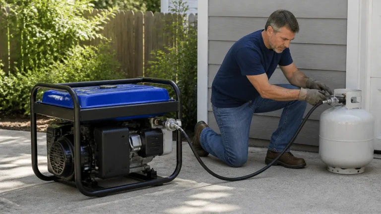 Safe inspection of a propane hose and regulator on a dual-fuel portable generator