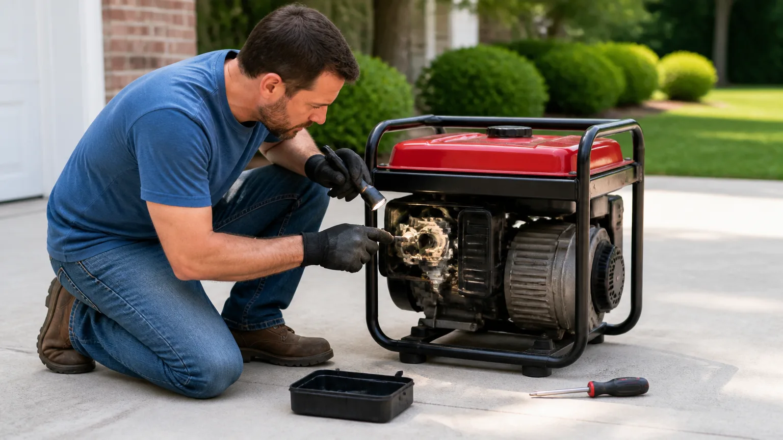 Safe outdoor inspection of a portable generator choke linkage with the engine off
